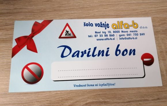 Darilni bon za tečaje CPP ali ure vožnje, kot darilo za vse priložnosti