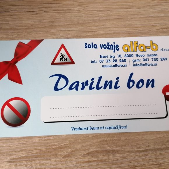 Darilni bon za tečaje CPP ali ure vožnje, kot darilo za vse priložnosti